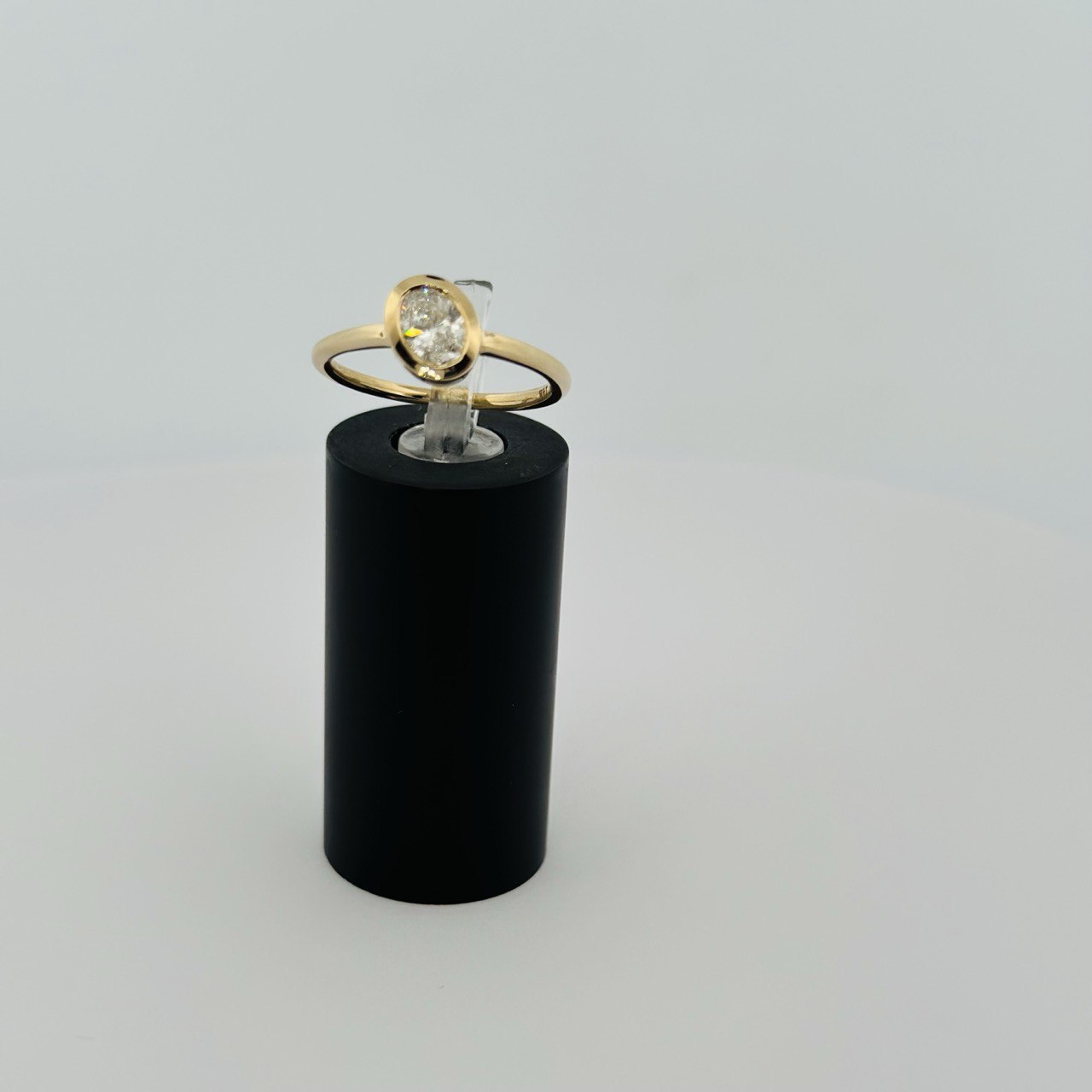 14K Gold Bezel-Set Oval Diamond Ring - 1.03ctw