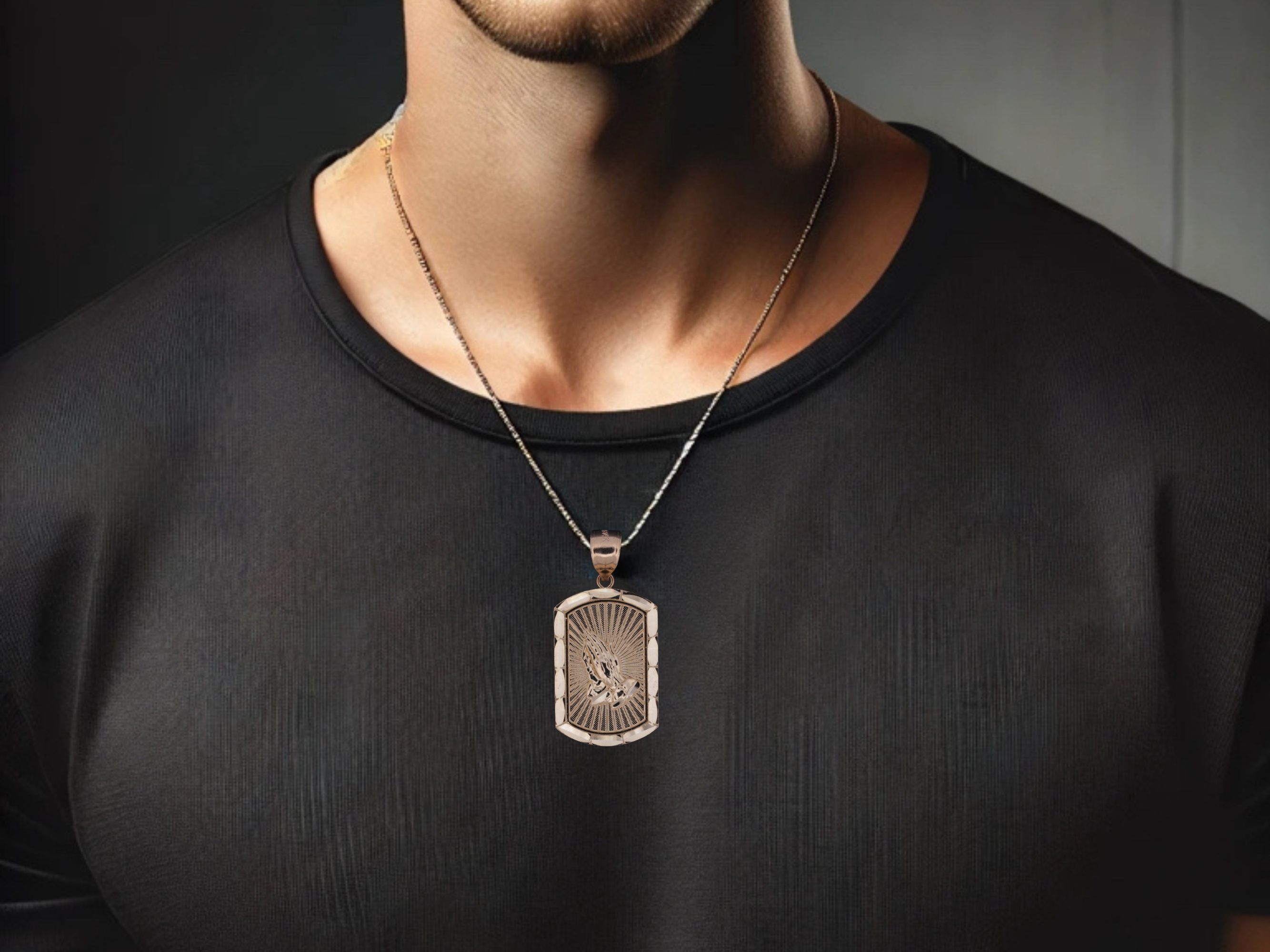 14K Pray Hands Pendant - 2