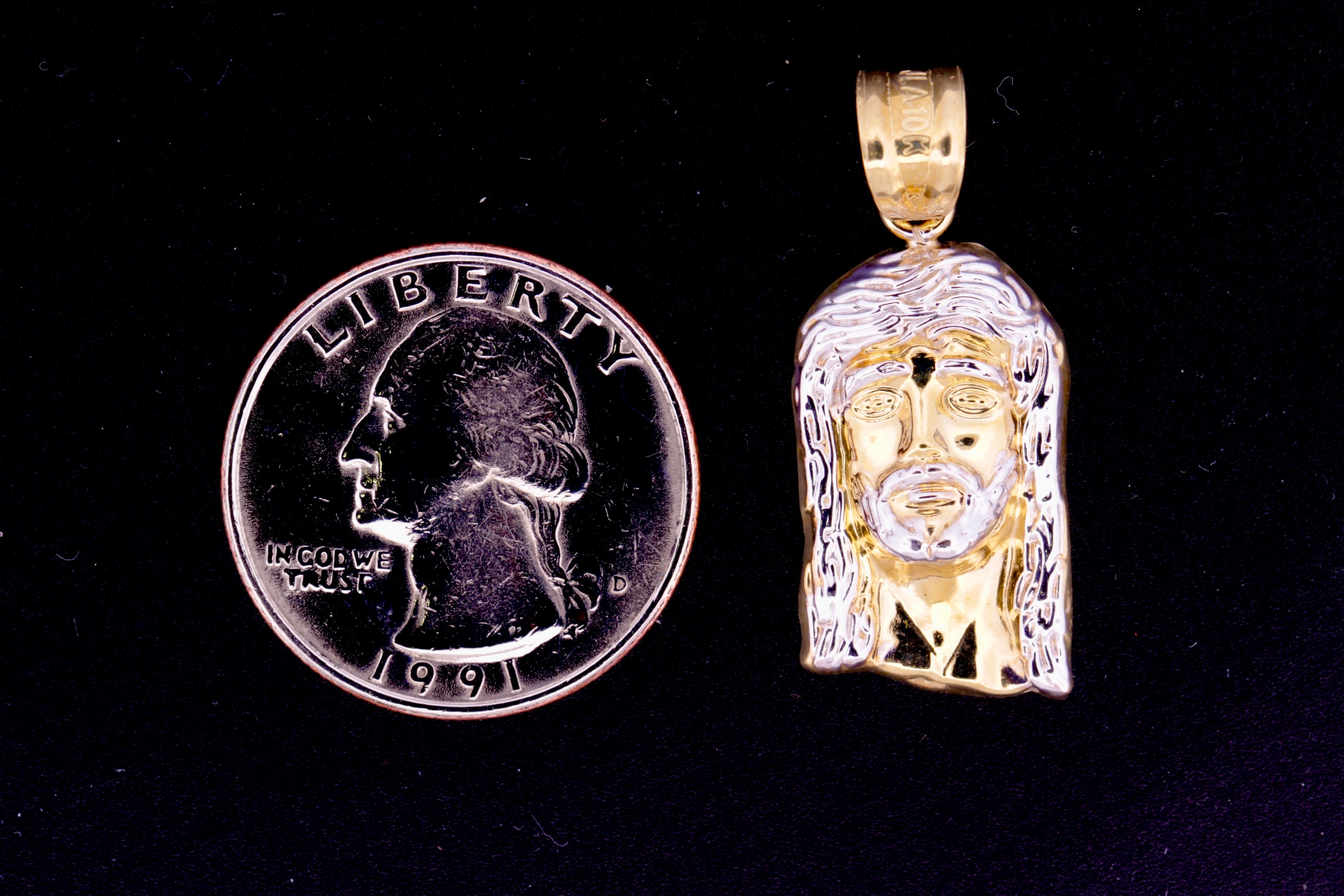 10K Yellow & White Gold Jesus Piece Pendant