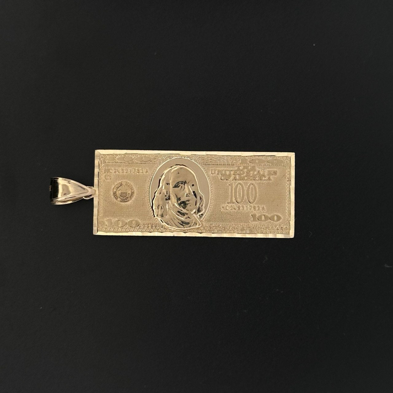 14K Gold $100 Bill Pendant