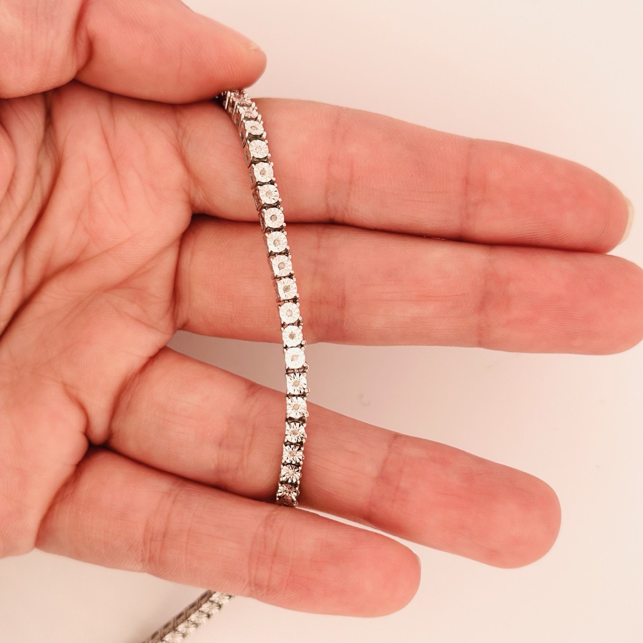 Sterling Silver Solid 3mm Tennis Necklace with VVS Moissanite Stones