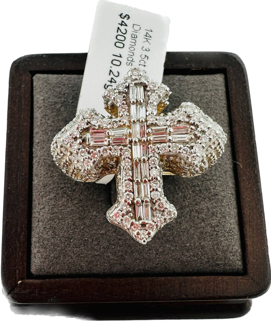 14K Cross Diamond Ring