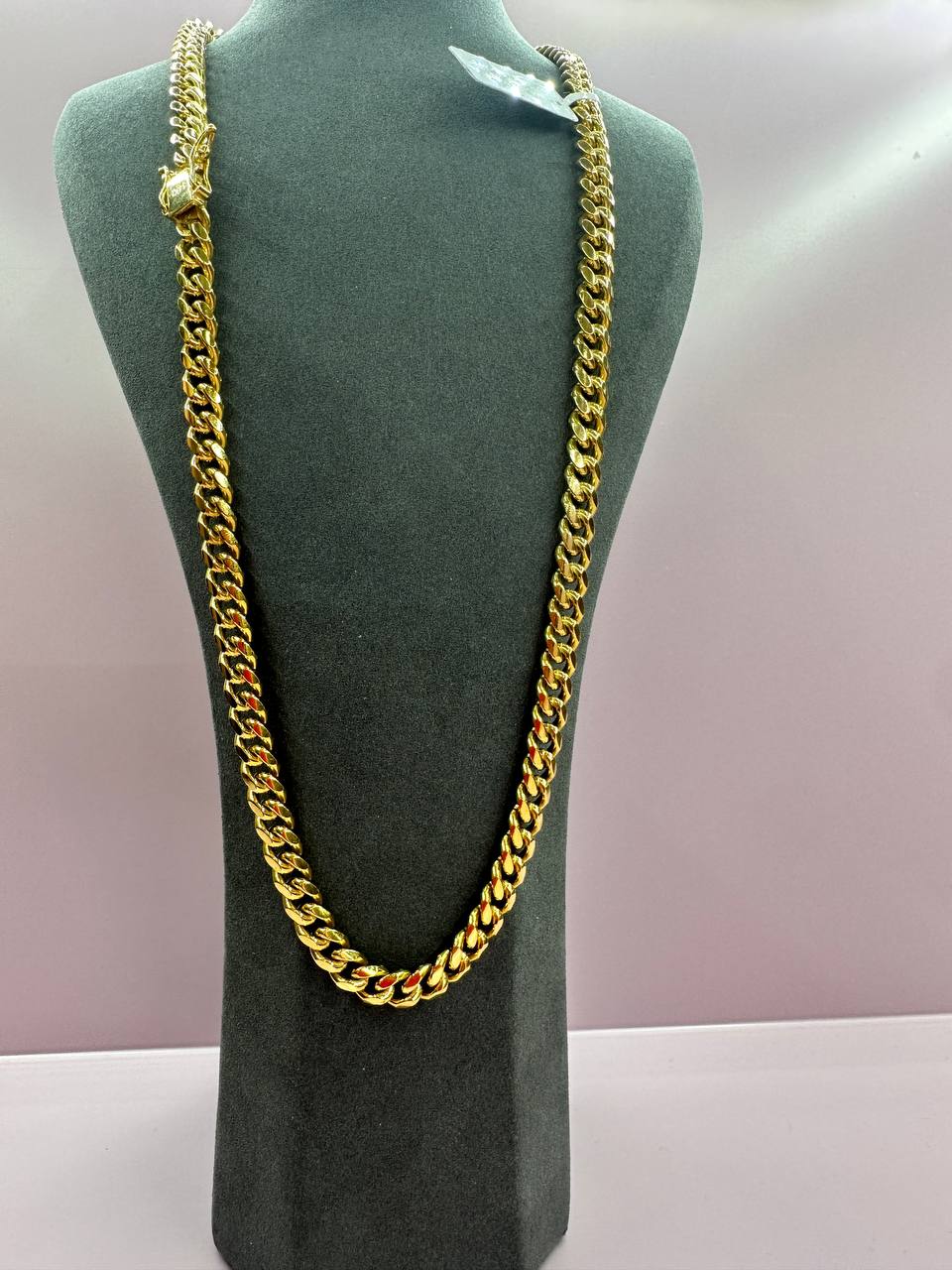 14K Yellow Gold Solid Miami Cuban Chain, 7mm