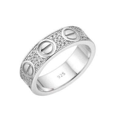 Sterling Silver Band Ring with VVS Moissanite Stones, Two Color Options, 0.66 Total Carats