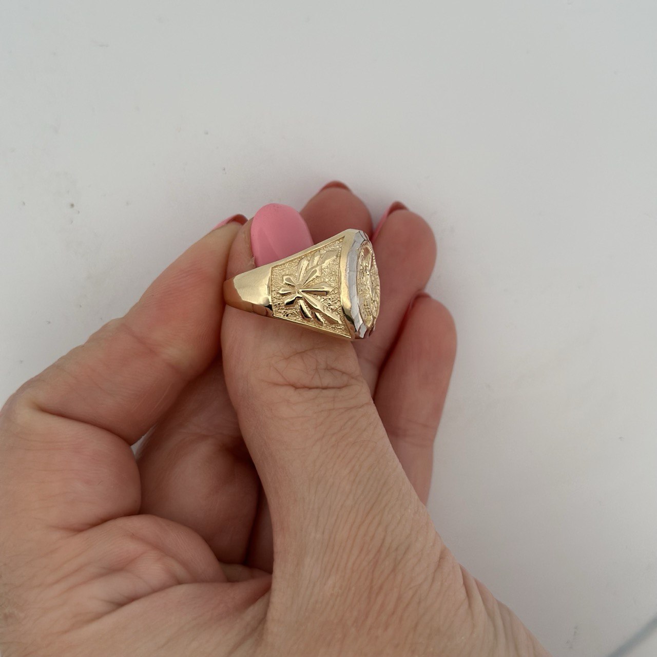 14K Gold Coin Ring (Pesos Design) with Intricate Details