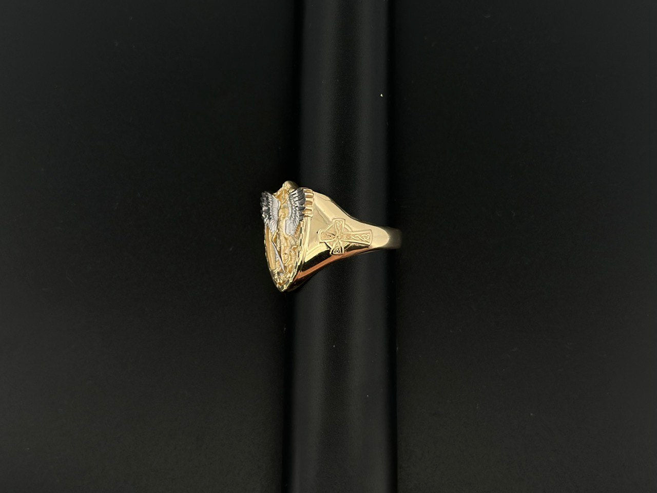 14K Gold Shield Archangel Ring