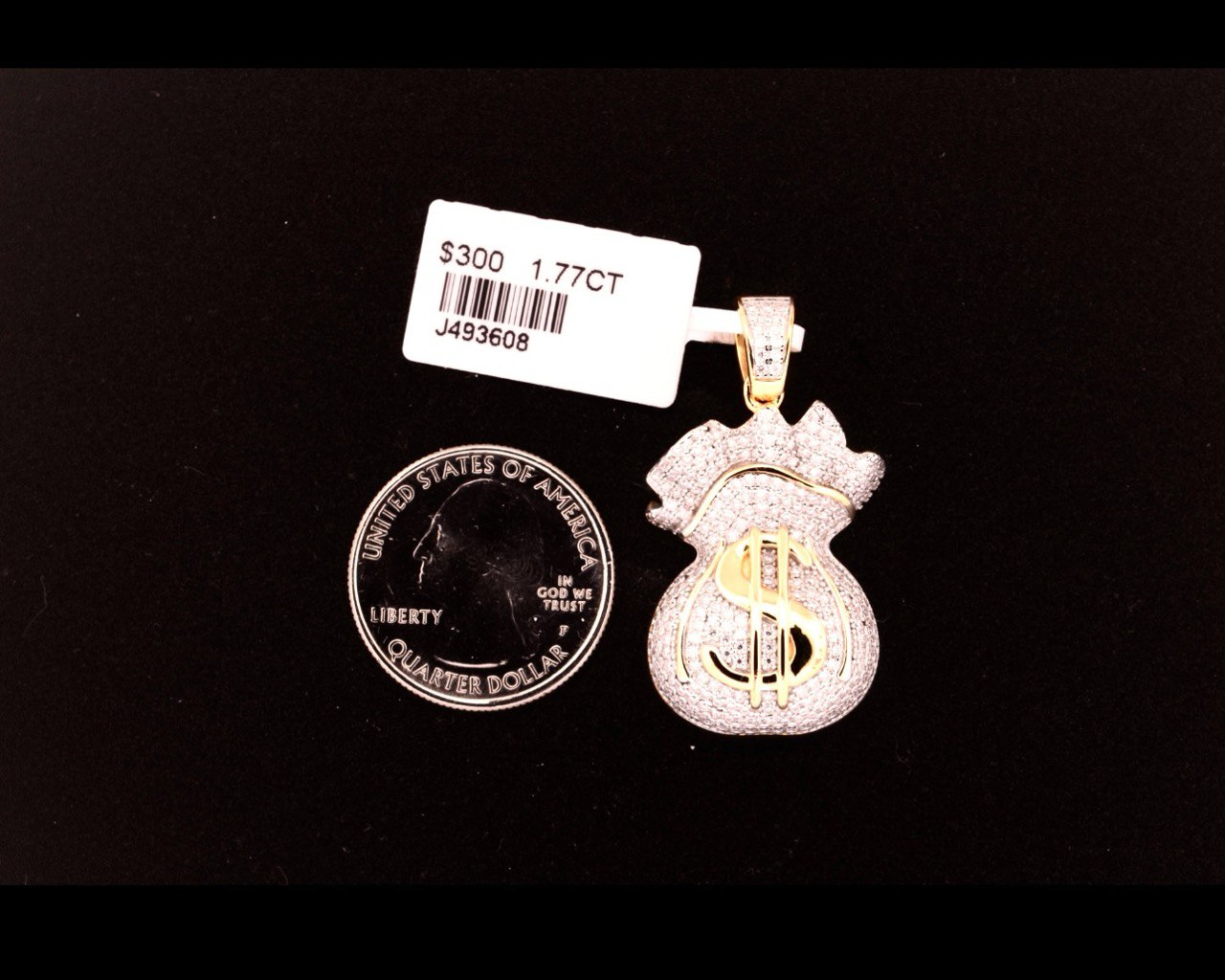 Sterling Silver VVS Moissanite Money Bag Pendant - Two Tone, 1.77 Carat