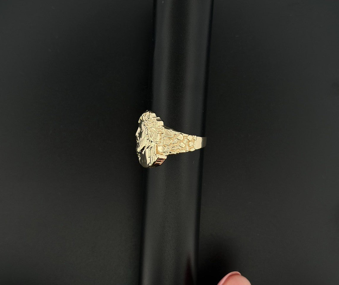 14K Gold Jesus Face Ring