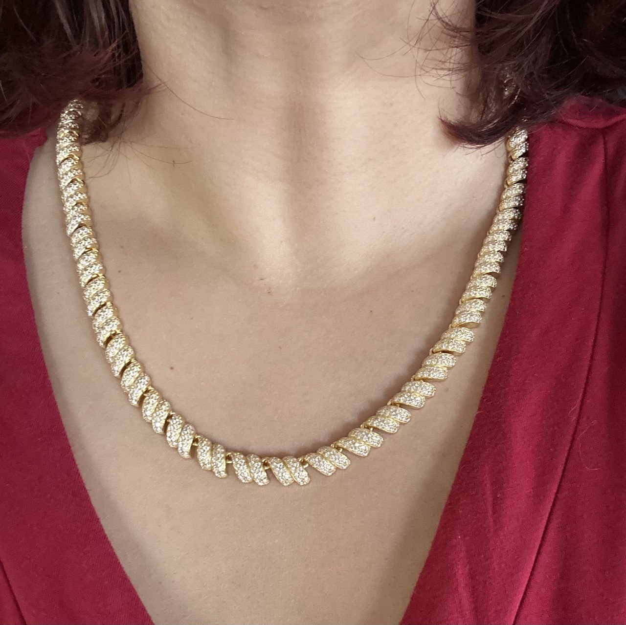 Sterling Silver Solid Fashion Chain Necklace with VVS-D Moissanite Stones
