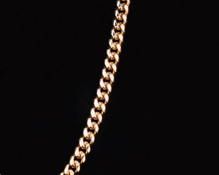 14K Yellow Gold Solid Miami Cuban Chain, 7mm