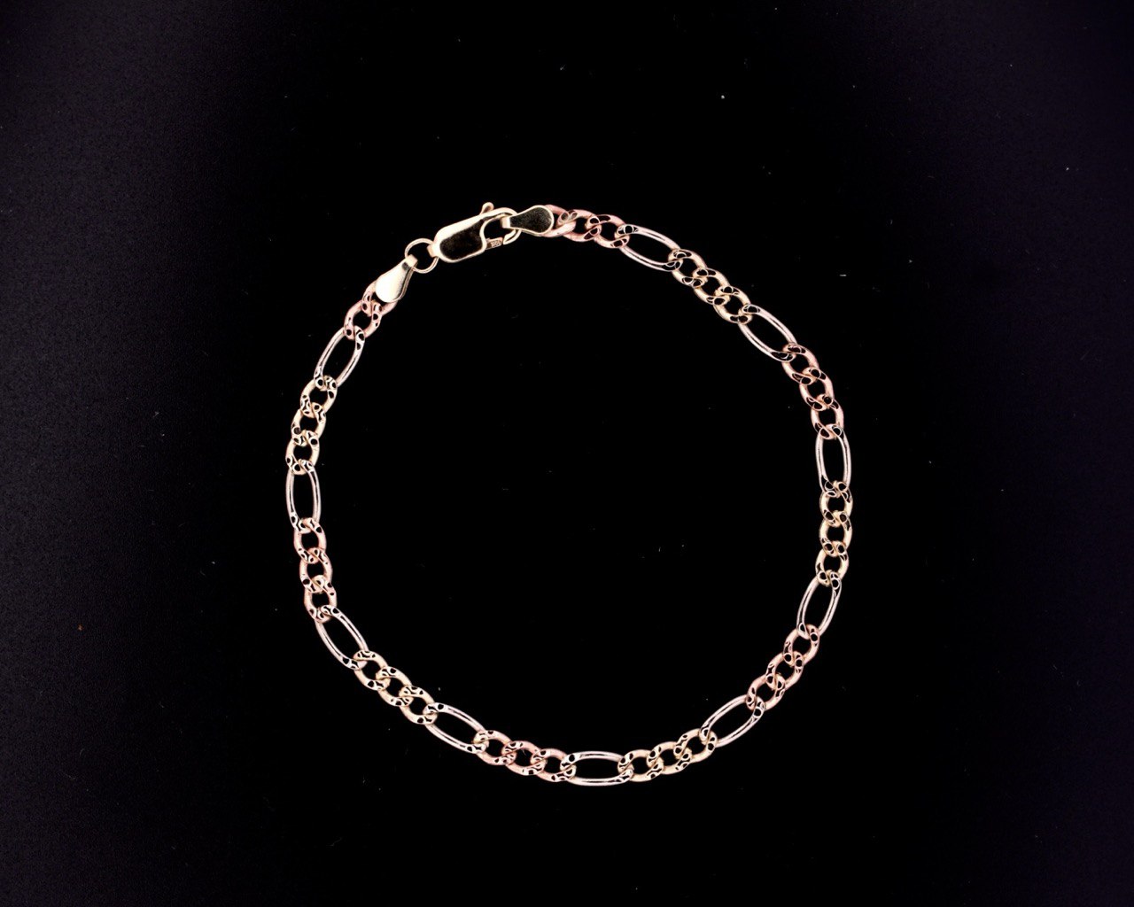 10K 3-Color Figaro Bracelet - 4.2MM
