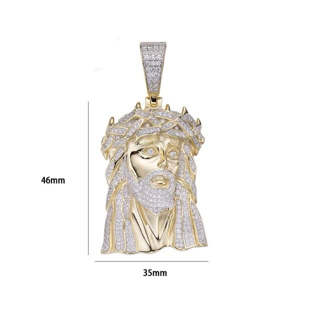 Sterling Silver Jesus Head Pendant/Charm with VVS Moissanite Stones, 2.95 Total Carats