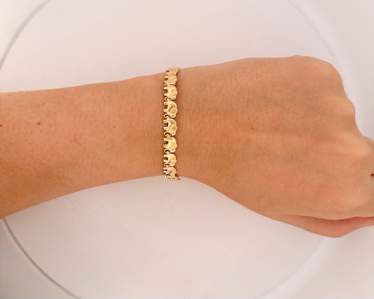 14K Elephants Bracelet, 6.8MM