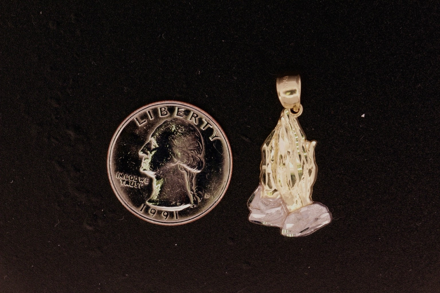 14K Pray Hands Pendant - 1