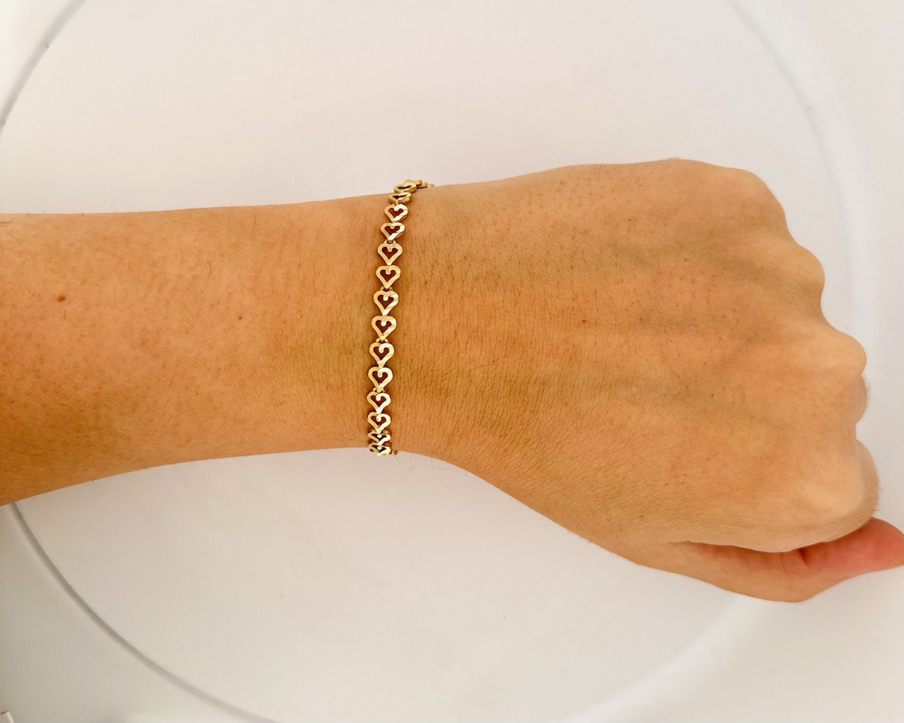 10K Yellow Gold Dia-Cut Heart Bracelet - 4.9MM