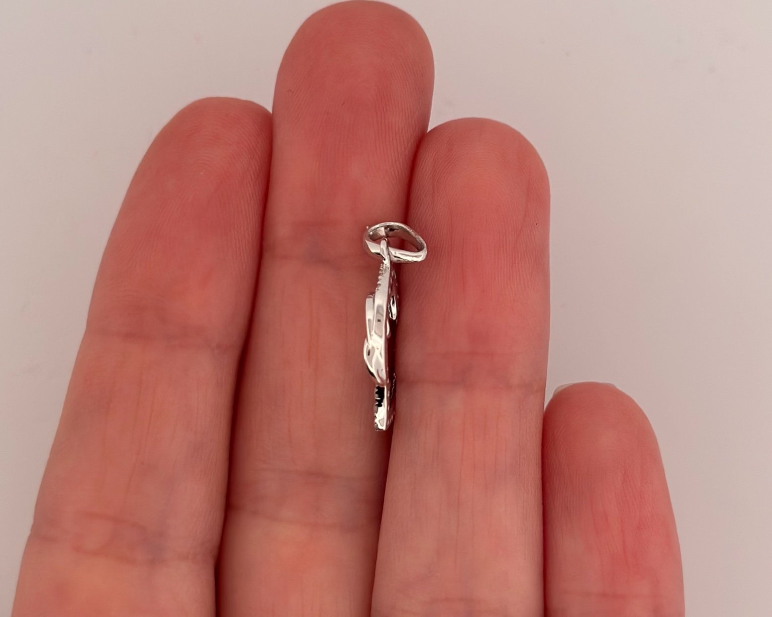 10K Gold Double Heart Charm/Pendant with SI Natural Diamonds