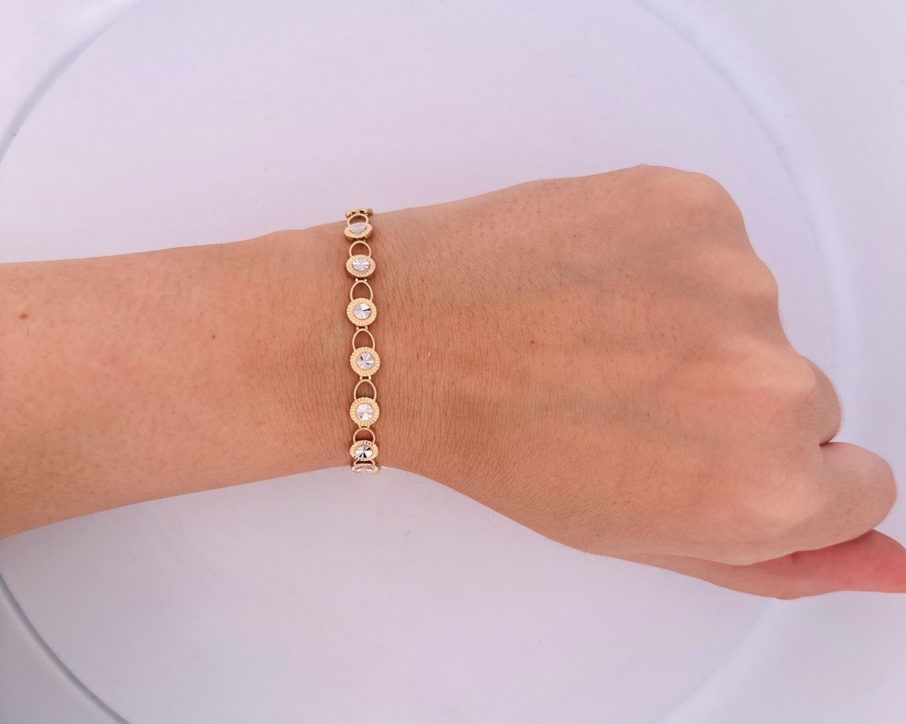 14K Lock Dia-Cut Bracelet - 6MM