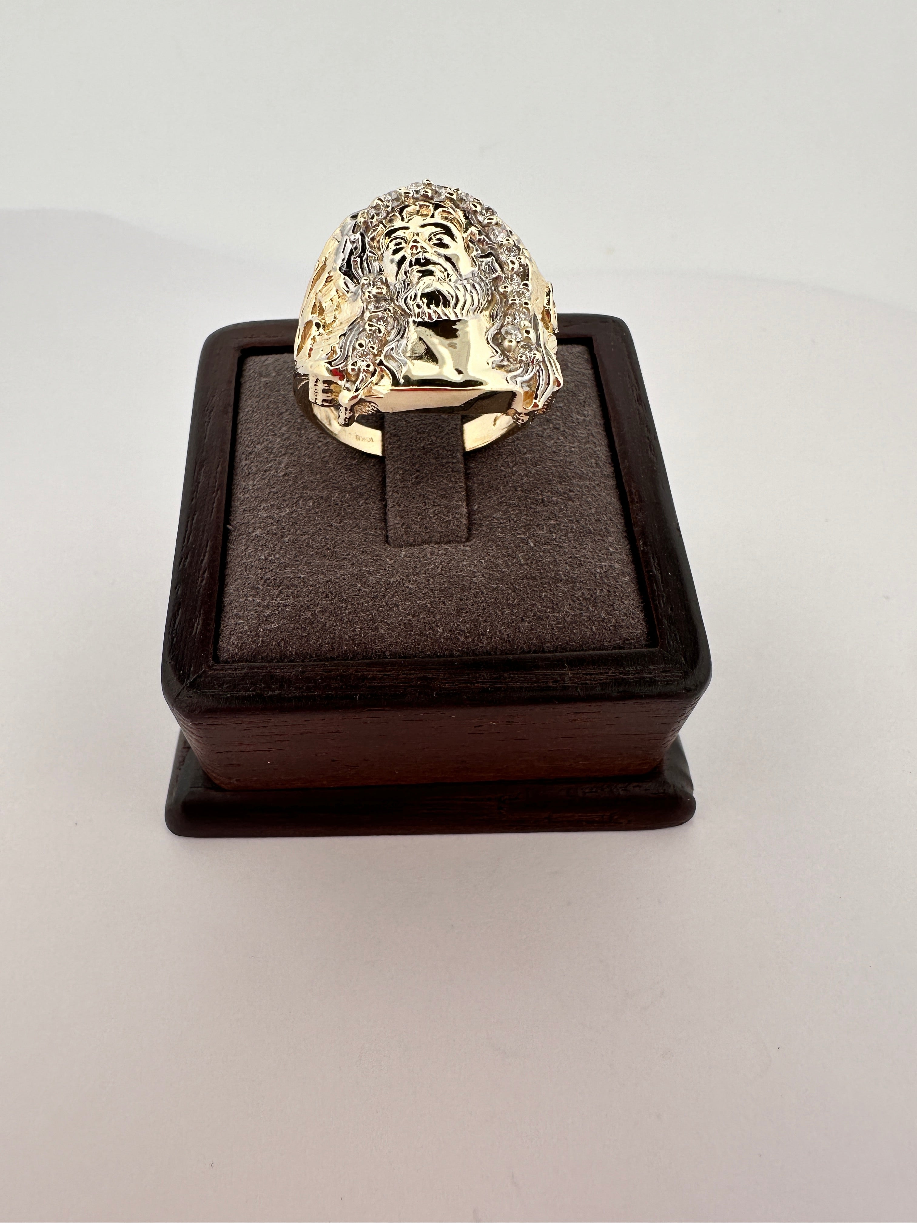 10K Men's Diamond Jesus Ring