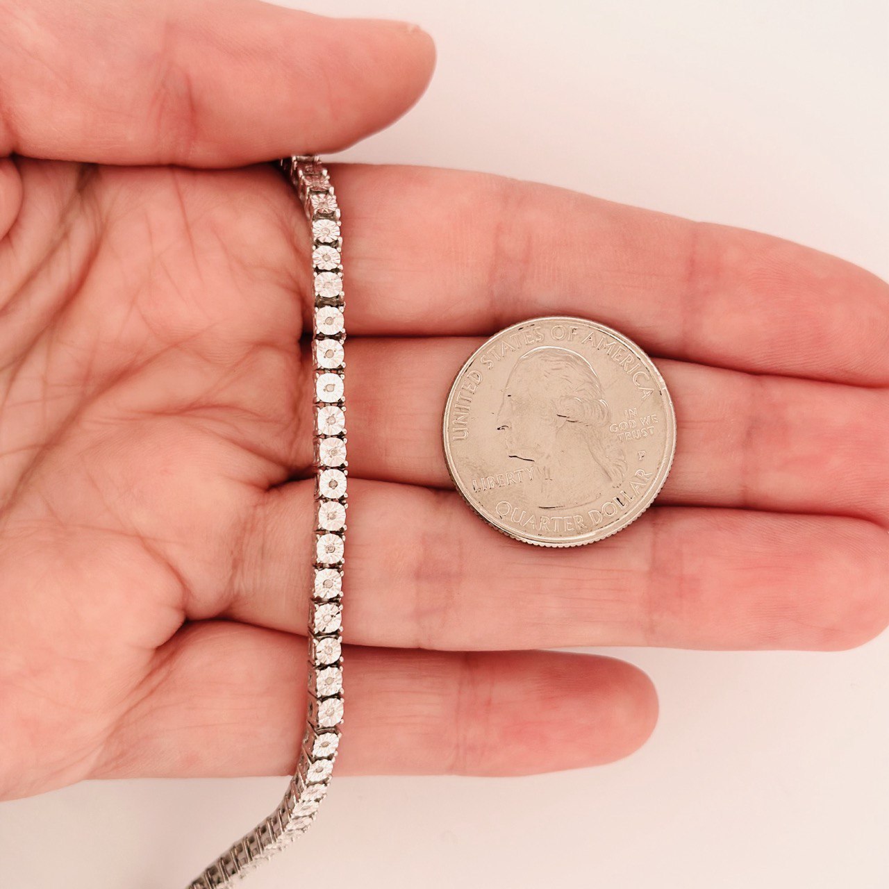 Sterling Silver Solid 3mm Tennis Necklace with VVS Moissanite Stones