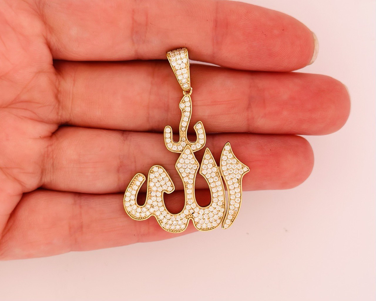 Sterling Silver VVS Moissanite Allah Pendant