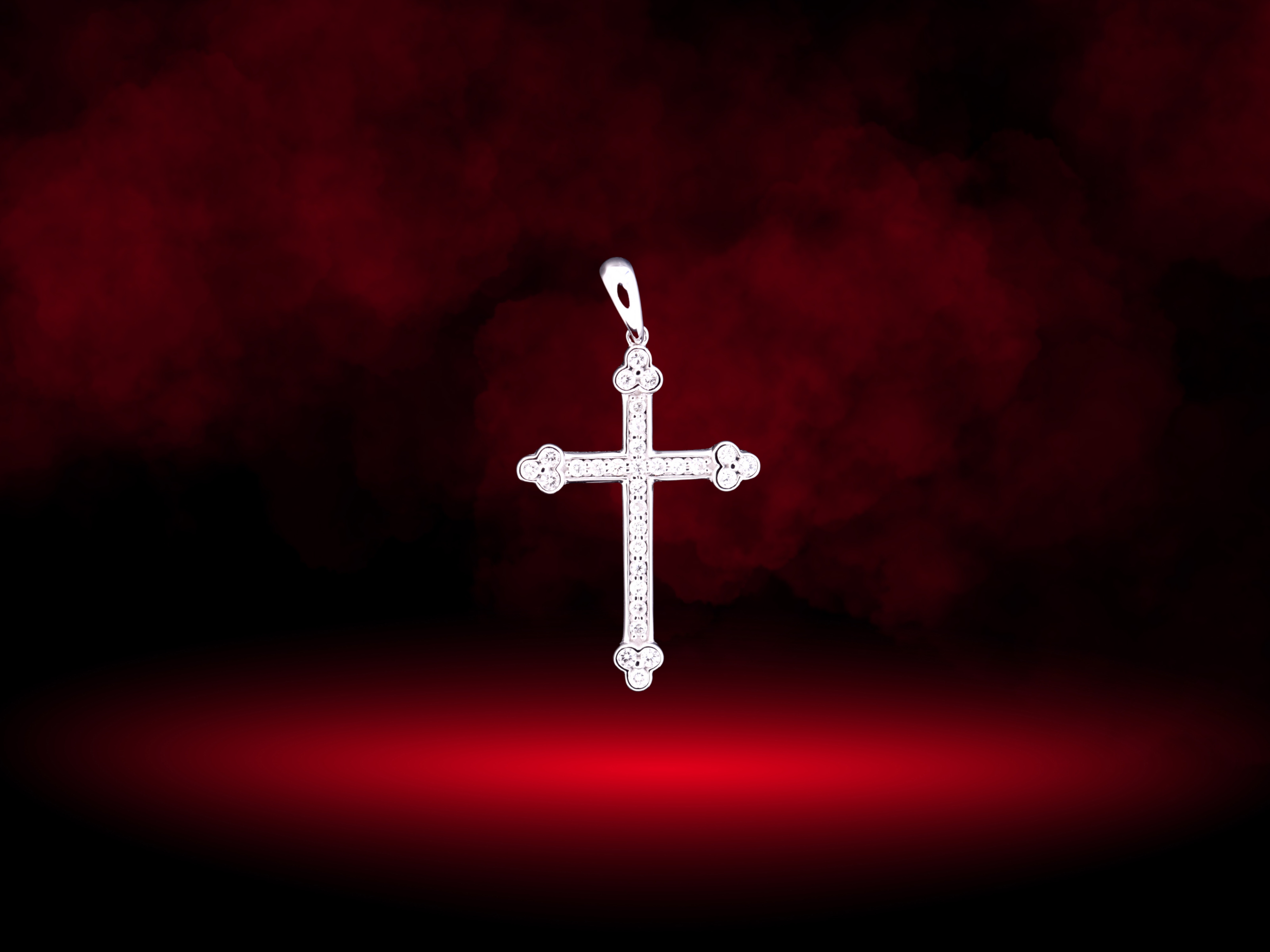 10K White Gold Diamond Cross Pendant