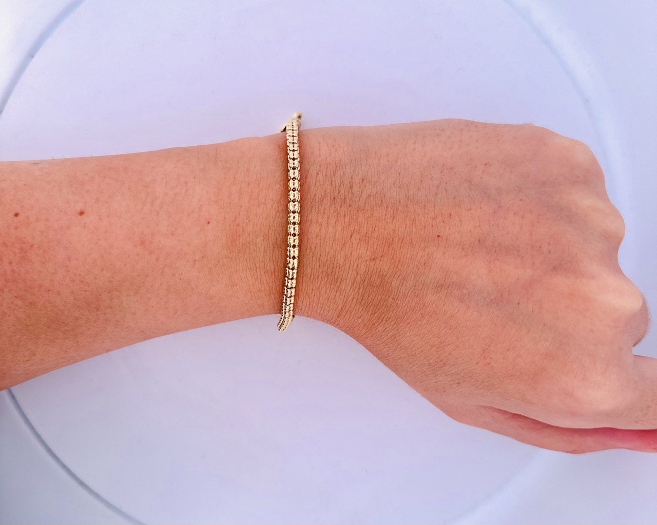 10K Yellow Gold Diamond Cut Ice Chain Bracelet - 3.4MM