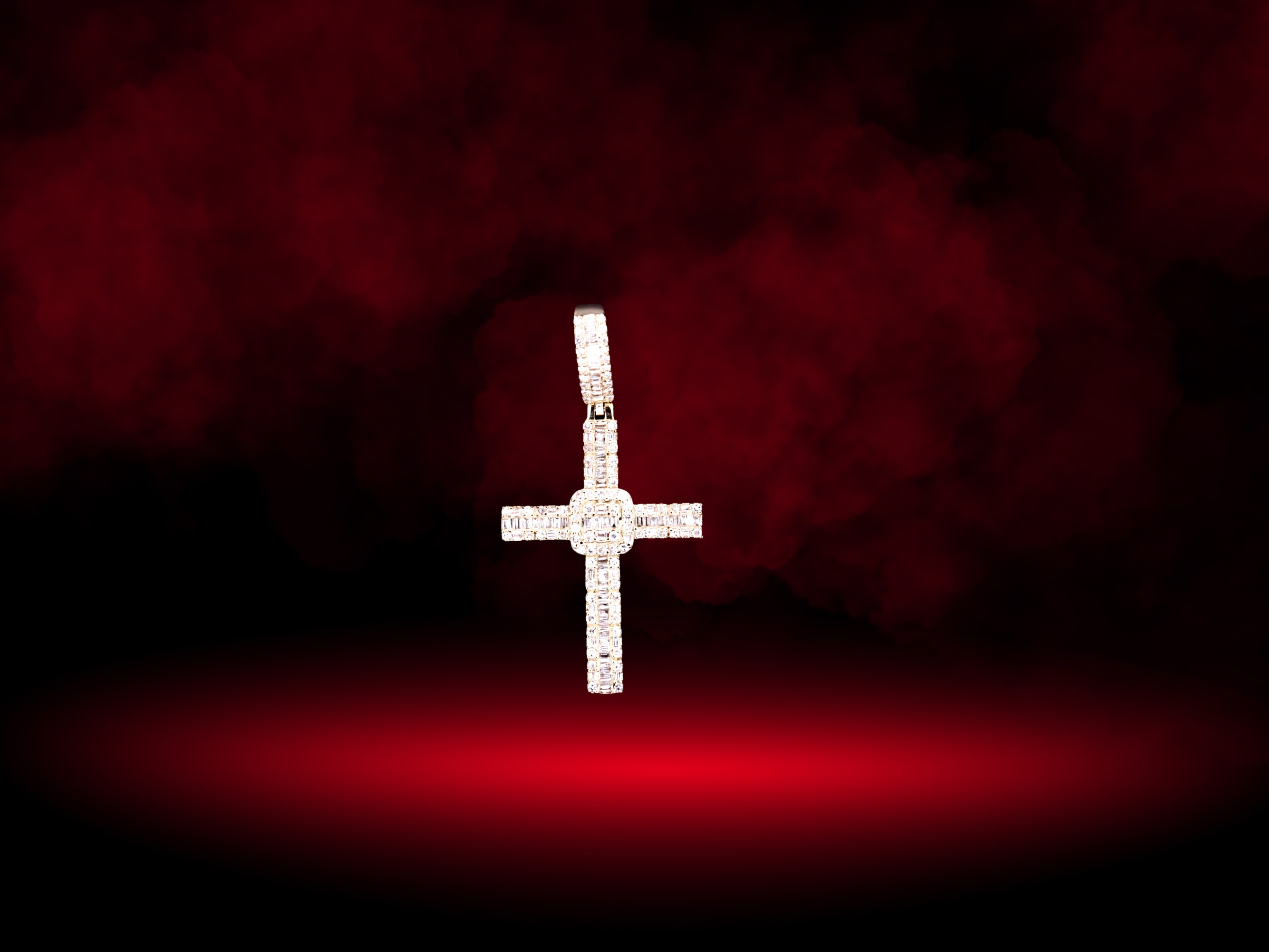 10K Yellow Gold Cross Pendant with Natural Diamond - Elegant Religious Jewelry