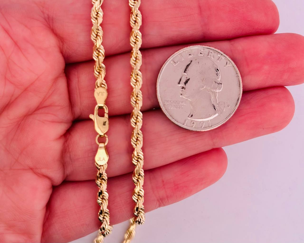 14K Yellow Gold Solid Rope Chain - 3.5mm