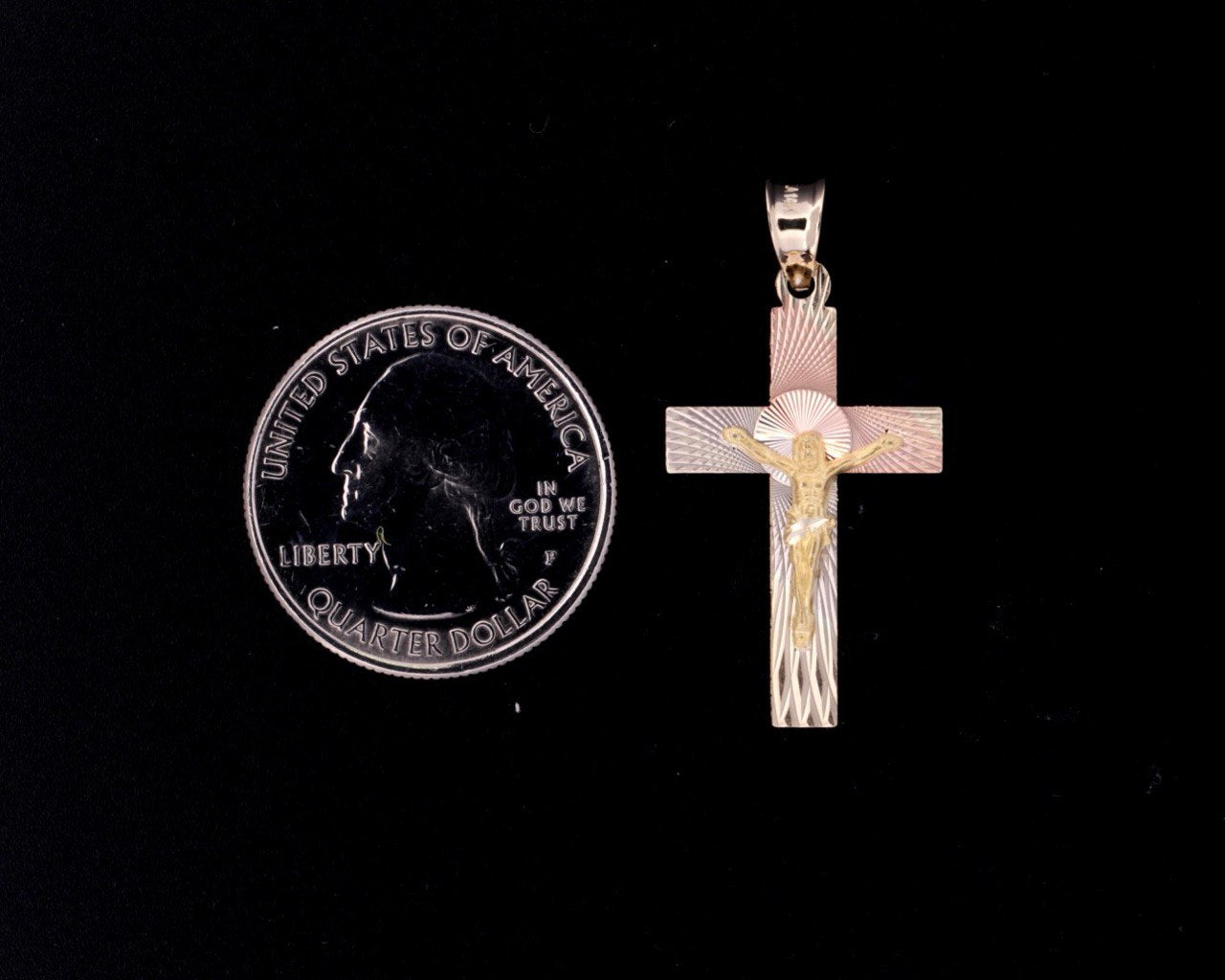 14K Gold Cross Pendant, 3 Color