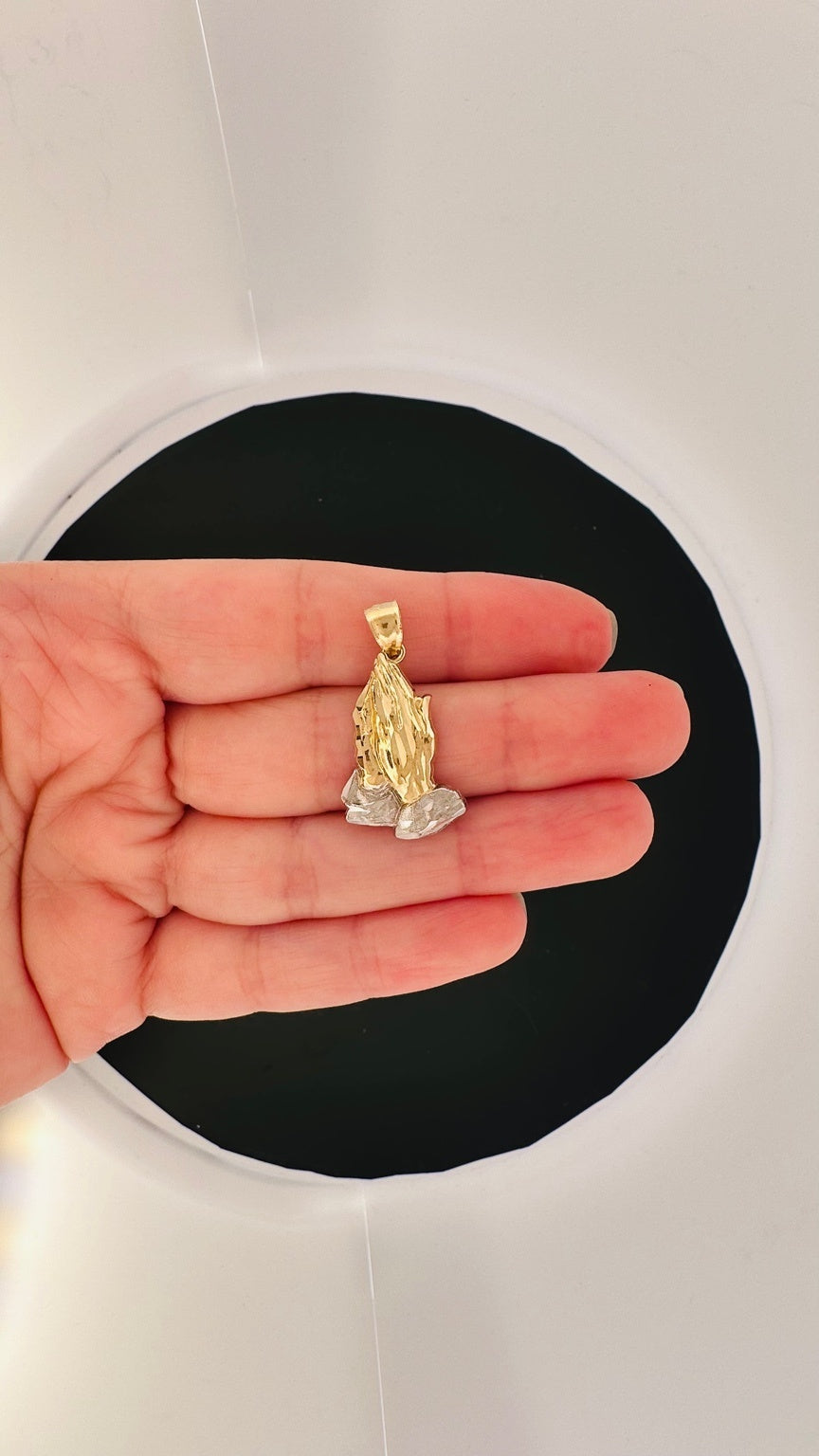 14K Pray Hands Pendant - 1