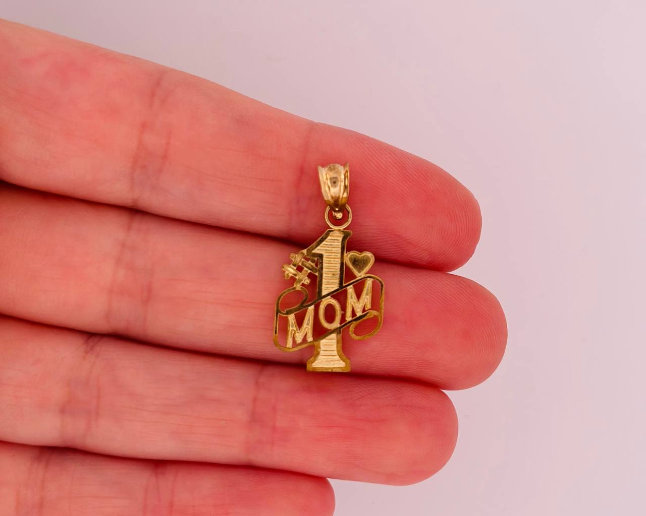 10K Yellow Gold MOM Pendant - 3