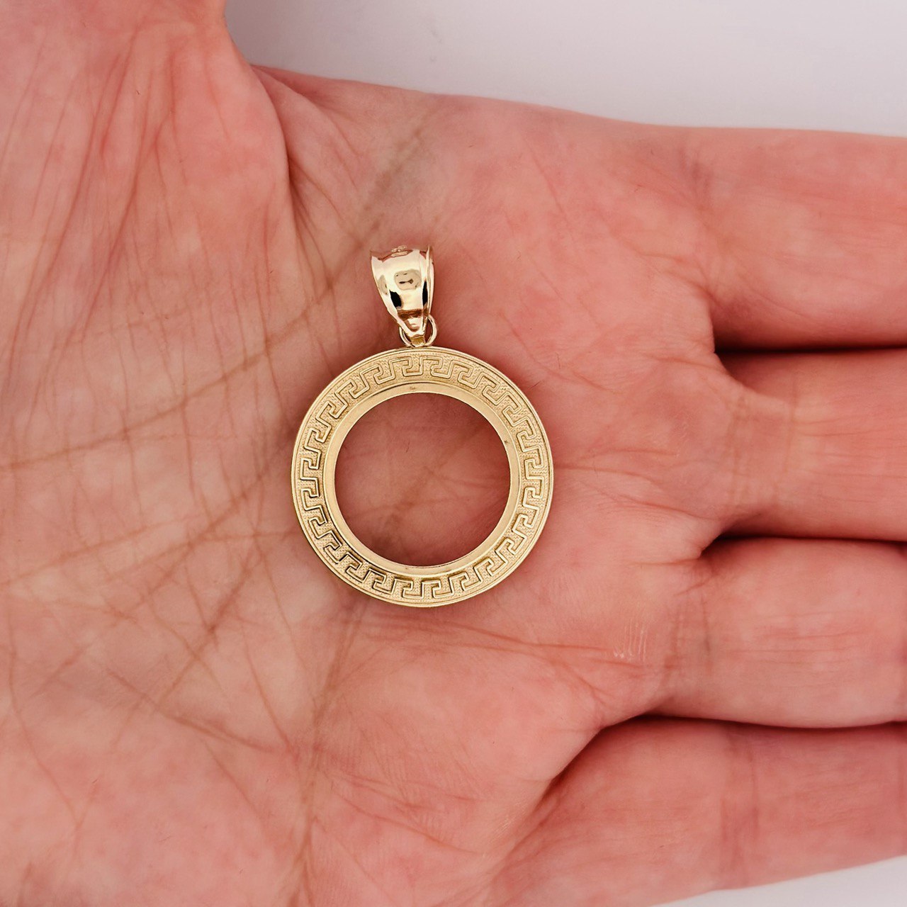 14K Gold Greek Key Pendant