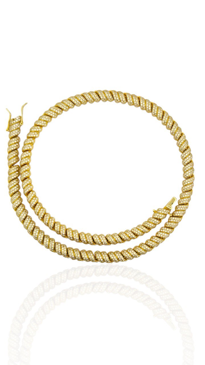 Sterling Silver Solid Fashion Chain Necklace with VVS-D Moissanite Stones