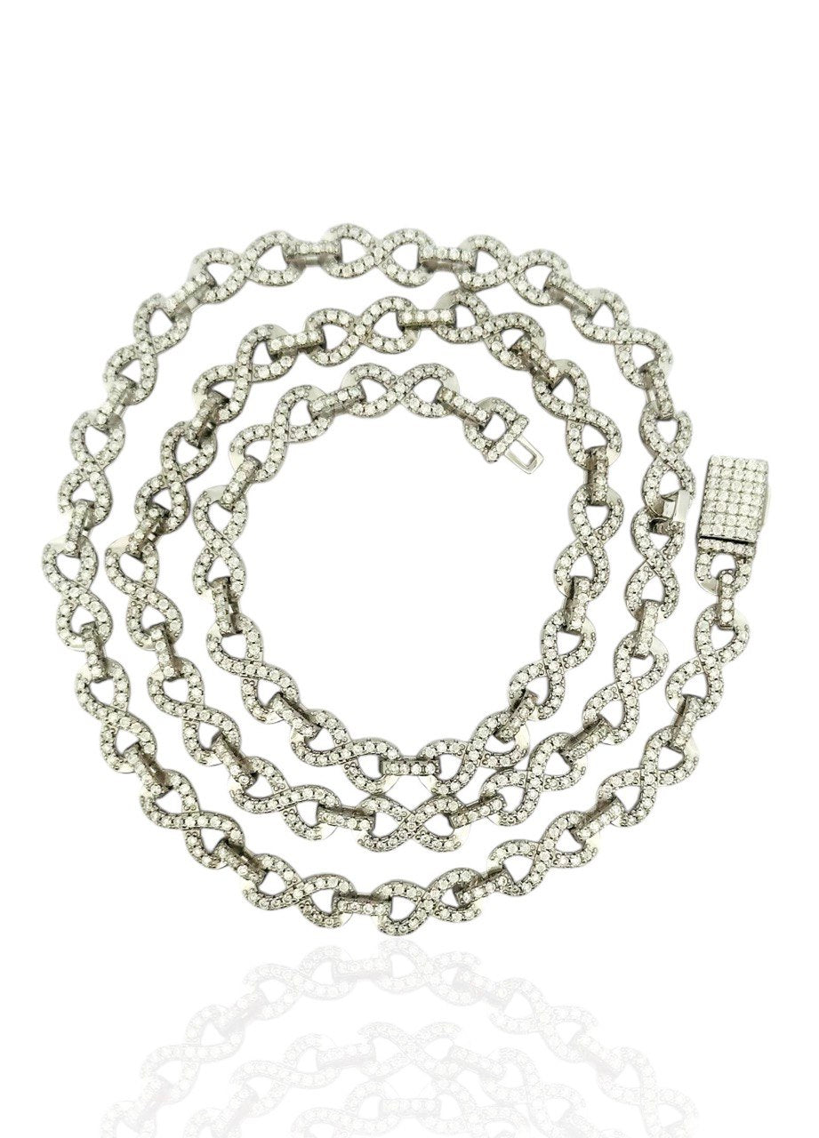 Sterling Silver Infinity Chain with VVS-D Moissanite Stones