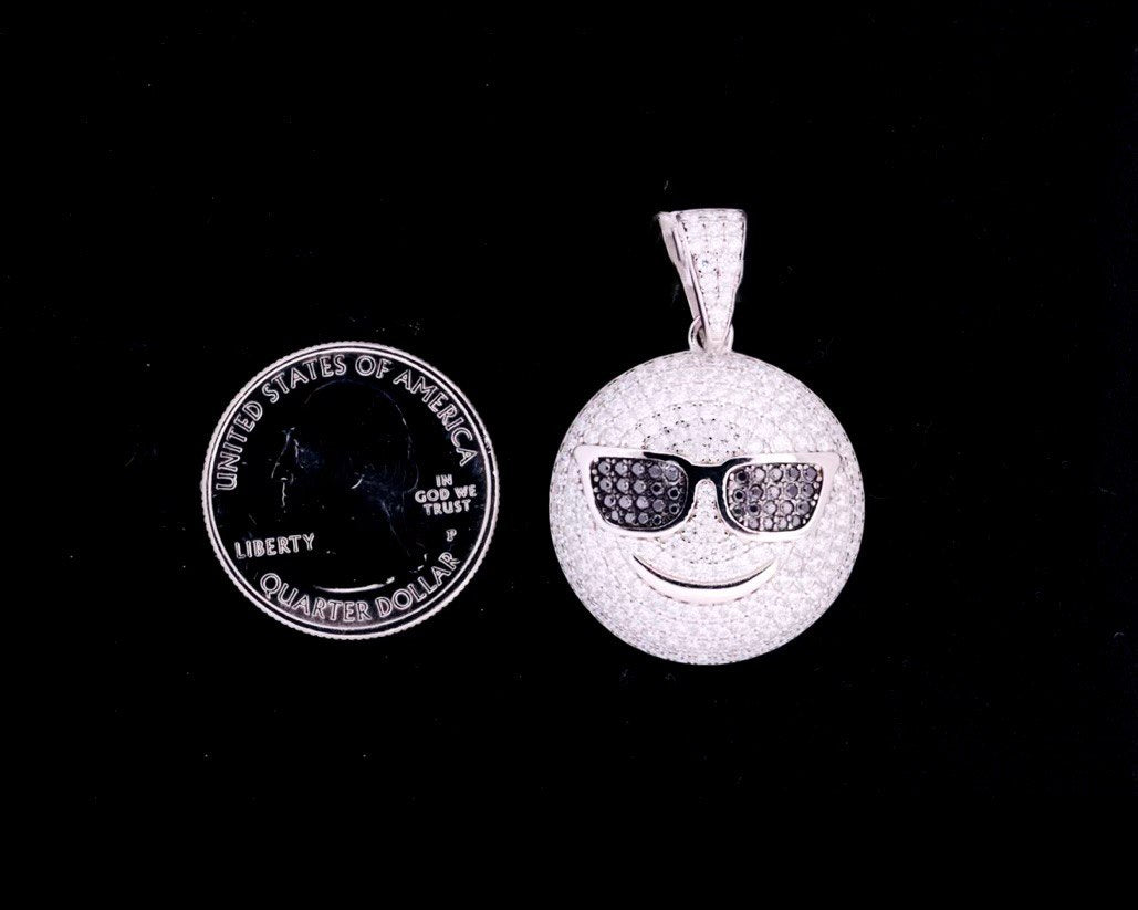 Sterling Silver Smiley Face Pendant with VVS Moissanite - 3.10 Carat