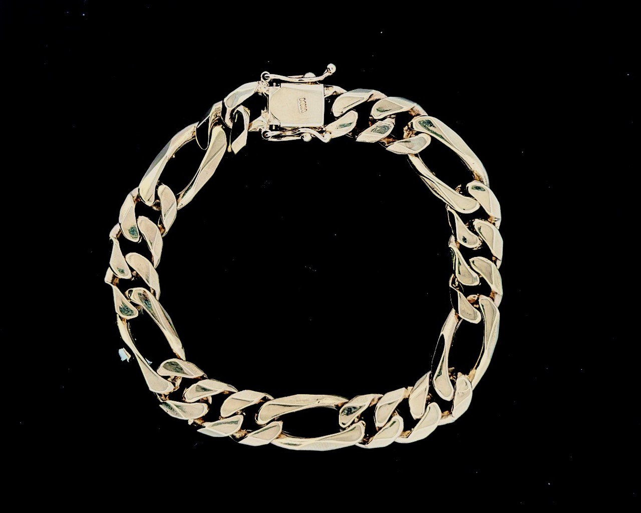 14K Solid Figaro Bracelet - 10MM