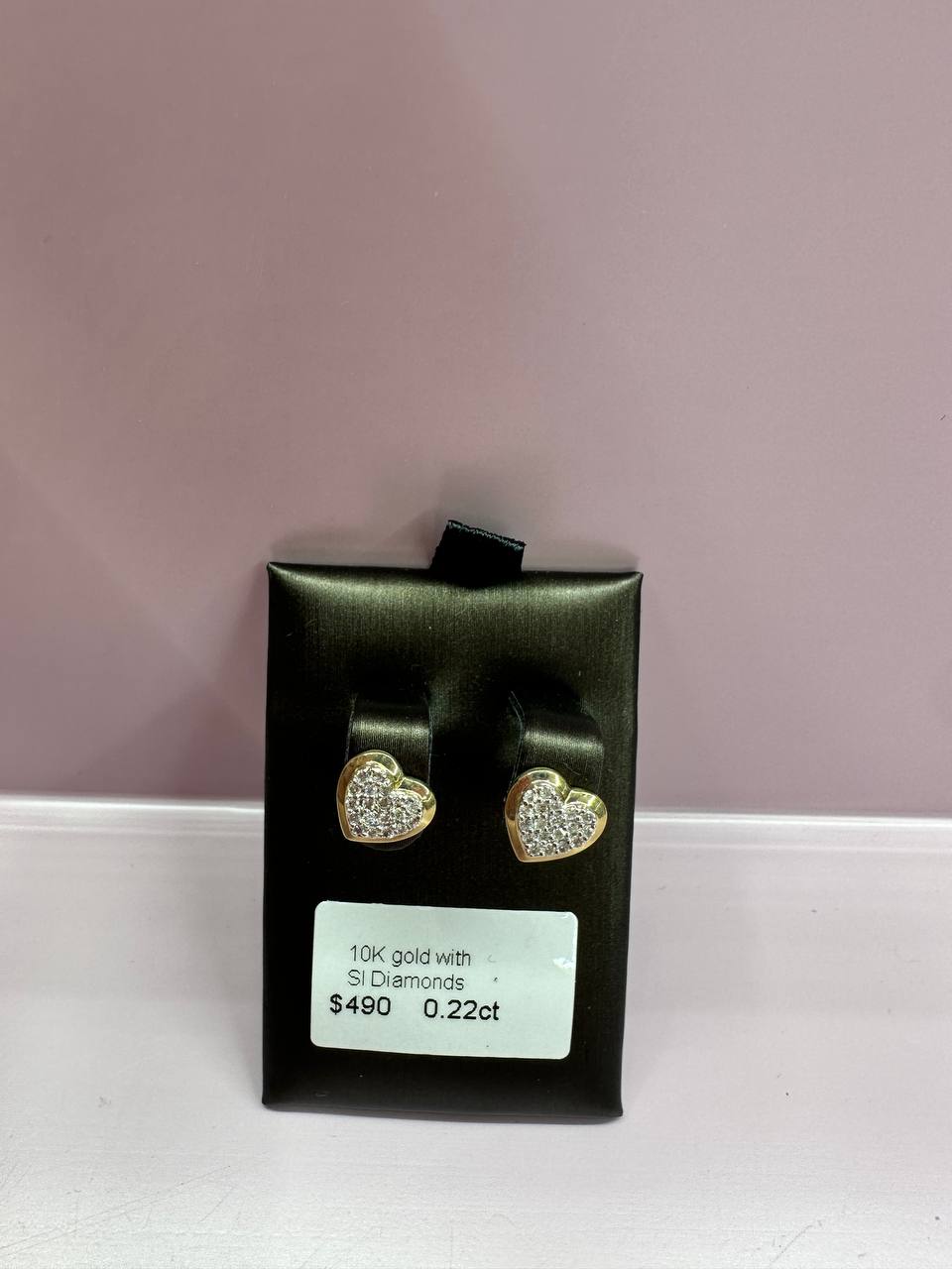 10K Natural Diamond Heart Earring 8.5mm