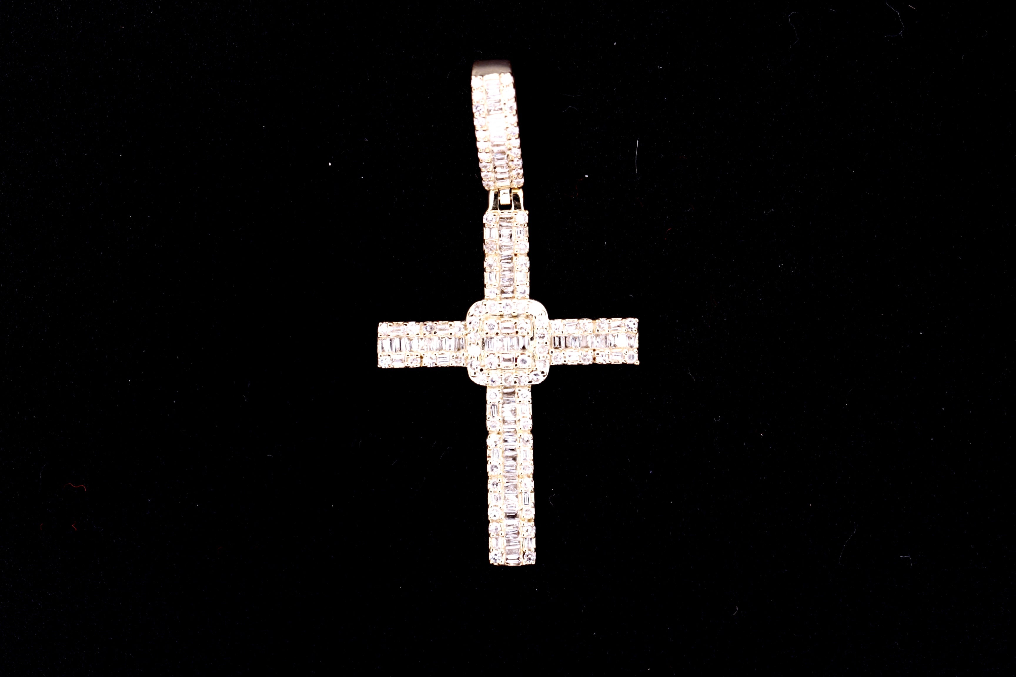 10K Yellow Gold Cross Pendant with Natural Diamond - Elegant Religious Jewelry