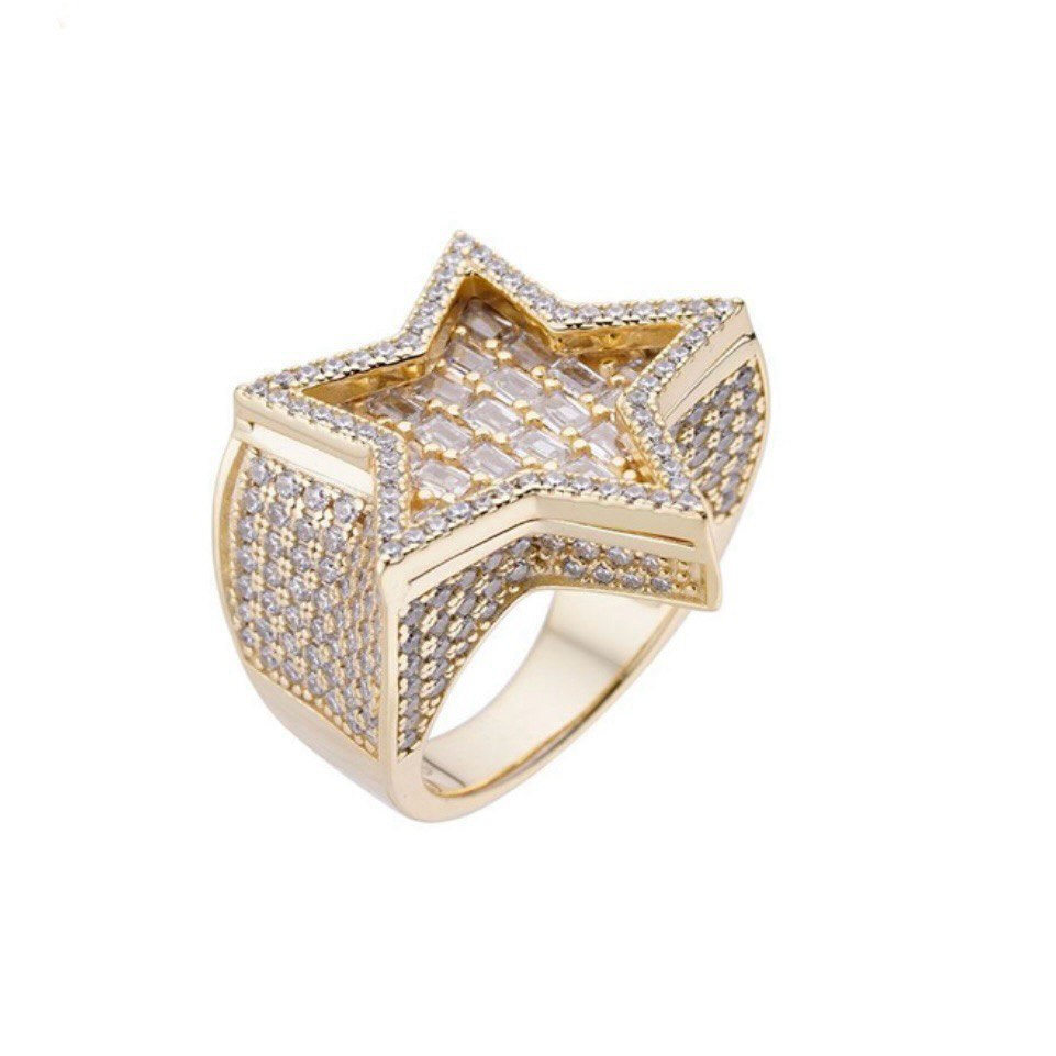 Sterling Silver Star-Shaped Ring with VVS Moissanite Stones, Two Color Options, 5.61 Total Carats