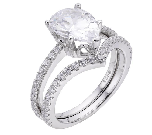 925 Sterling Silver Oval-Cut Engagement Ring Set with VVS Moissanite - 4.55ctw
