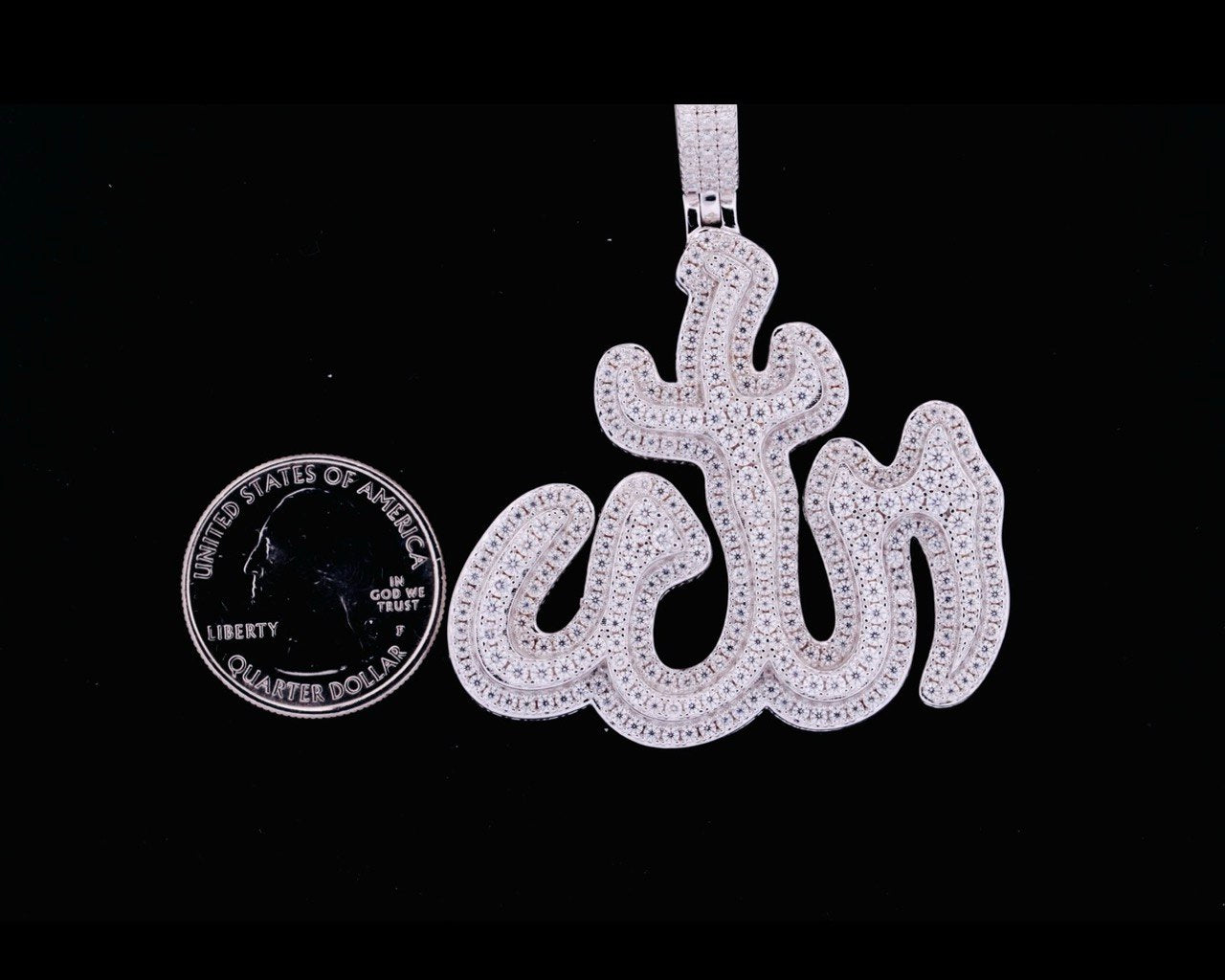Sterling Silver VVS Moissanite Allah Pendant - 9.31 Carats