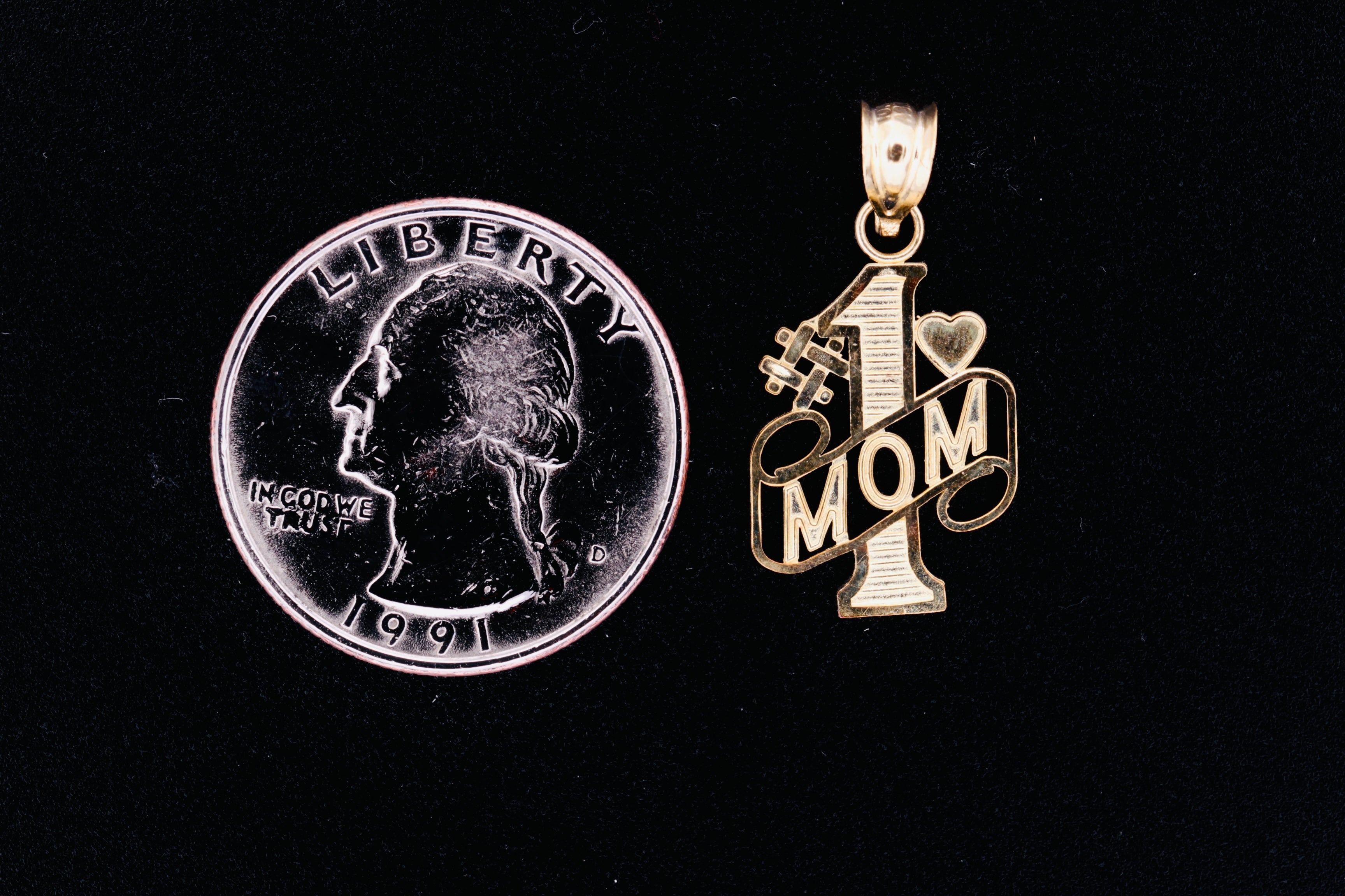 10K Yellow Gold MOM Pendant  - 3
