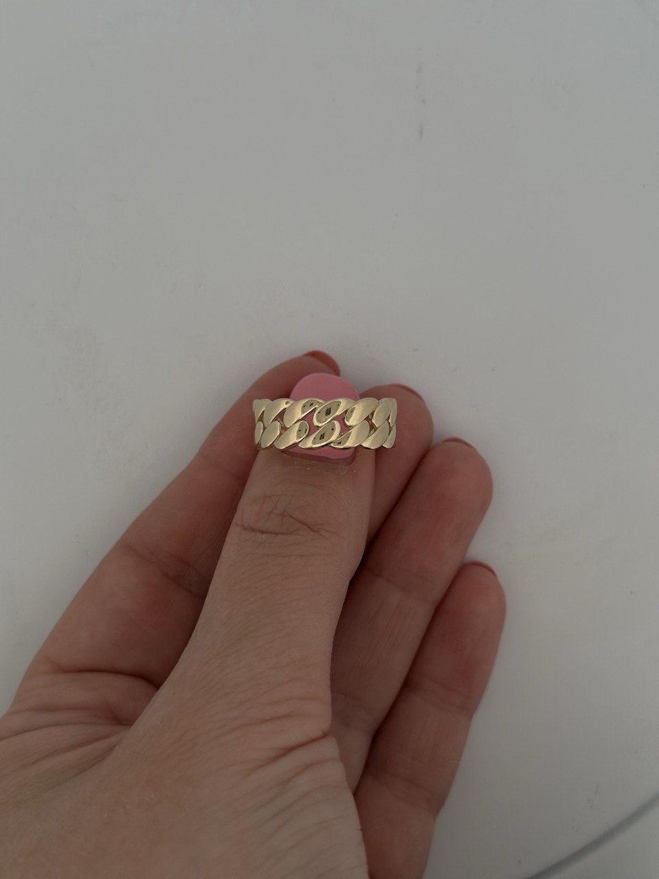 14K Gold Cuban Link Ring  - 1
