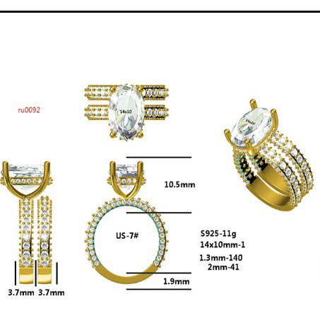 Sterling Silver Engagement Ring and Band Set with Oval-Cut VVS Moissanite Center Stone (2 Carats), Two Color Options, 3.7mm Band Thickness, 2.29 Total Carats