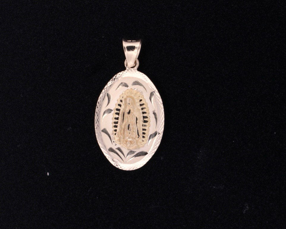 14K Double-Sided Pendant - Jesus and Virgin Mary  - 2