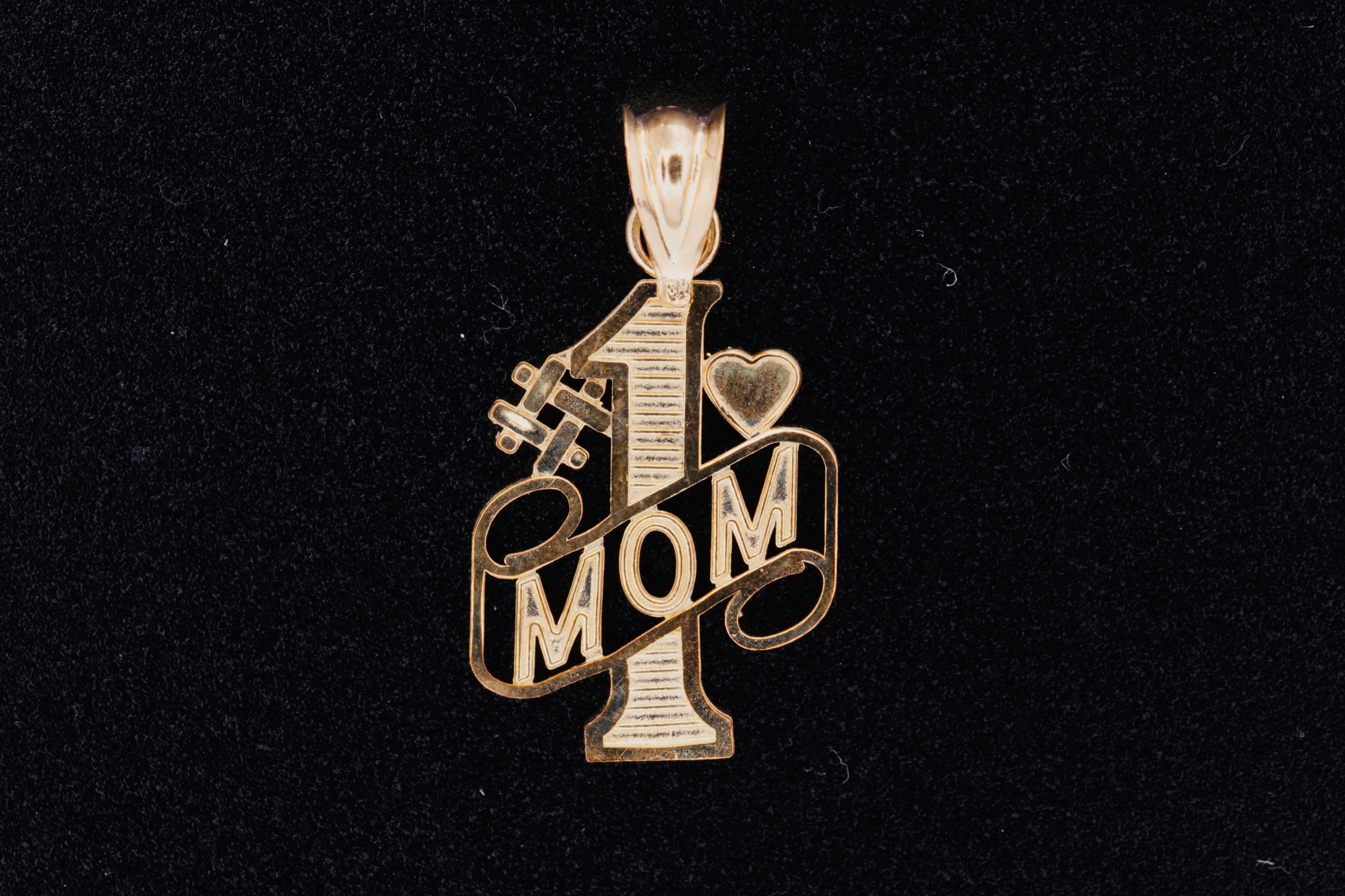 10K Yellow Gold MOM Pendant  - 3