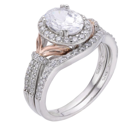 925 Sterling Silver Oval Halo Bridal Set with VVS Moissanite - 2.8ctw