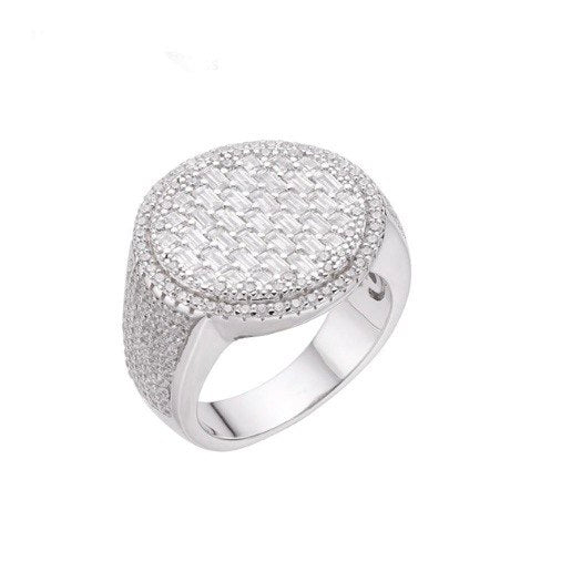 Sterling Silver Round Pave Set Ring with VVS Moissanite Stones, Two Color Options, 3.51 Total Carats