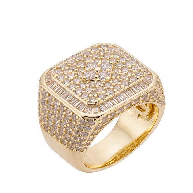 Sterling Silver Square Pave Set Ring with VVS Moissanite Stones, Two Color Options, 5.84 Total Carats