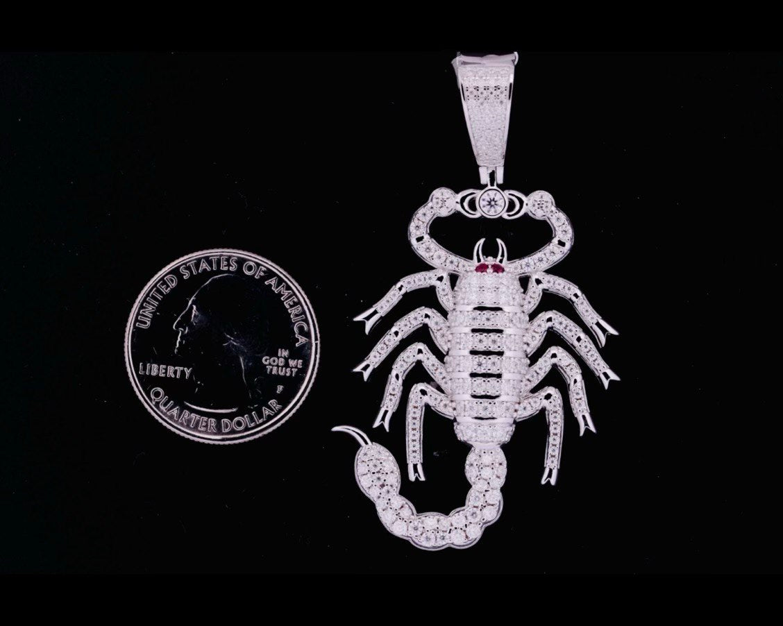 Sterling Silver Scorpion Pendant with VVS Moissanite - 2.54 Carat,